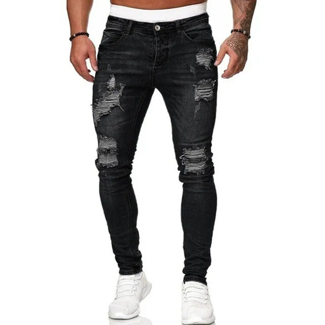 Men's Slim Fit Skinny Jeans Dark Blue Cotton