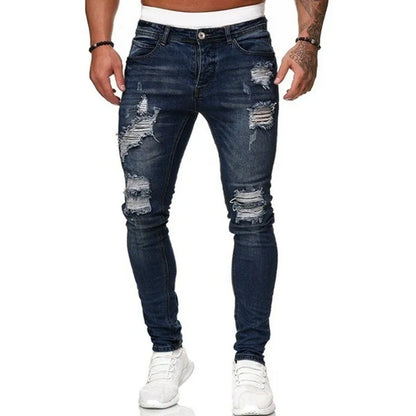 Men's Slim Fit Skinny Jeans Dark Blue Cotton