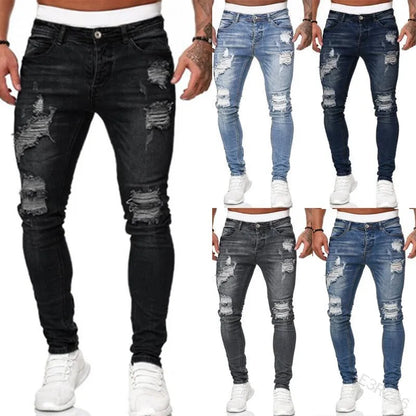 Men's Slim Fit Skinny Jeans Dark Blue Cotton