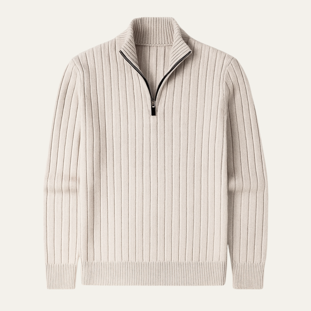 Men's Knitted Half Zip Sweater Ribbed Collar - Vonnera