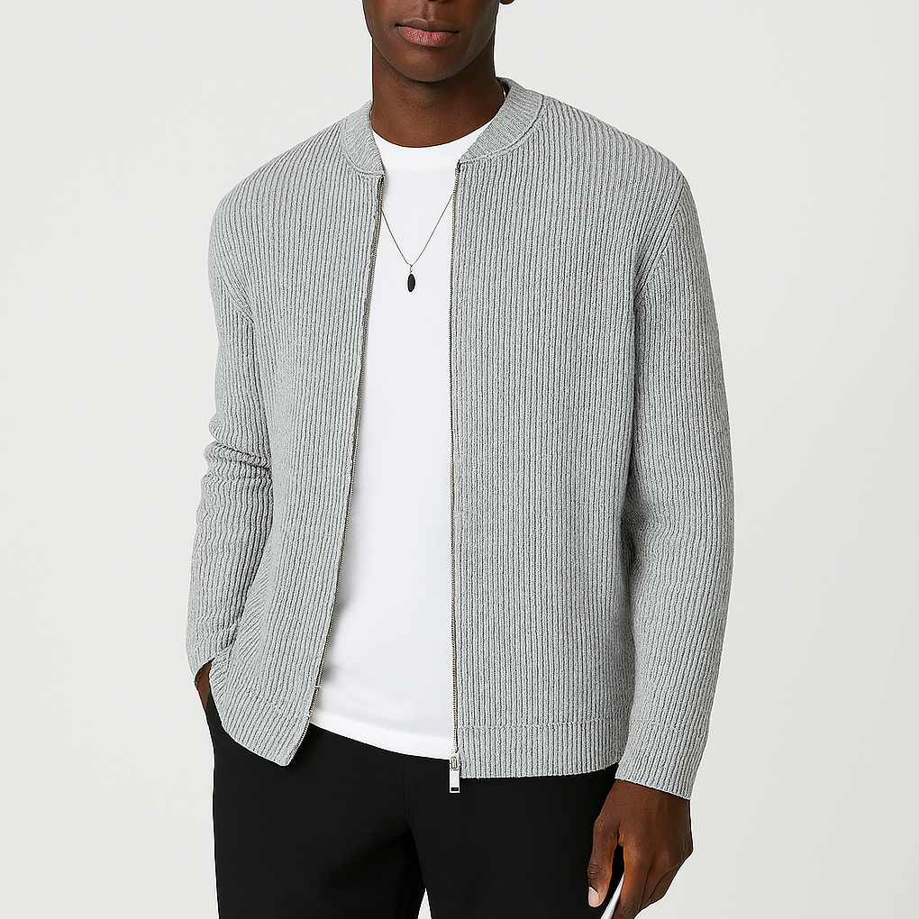 Men's Knit Cardigan Zipper Casual Sweater