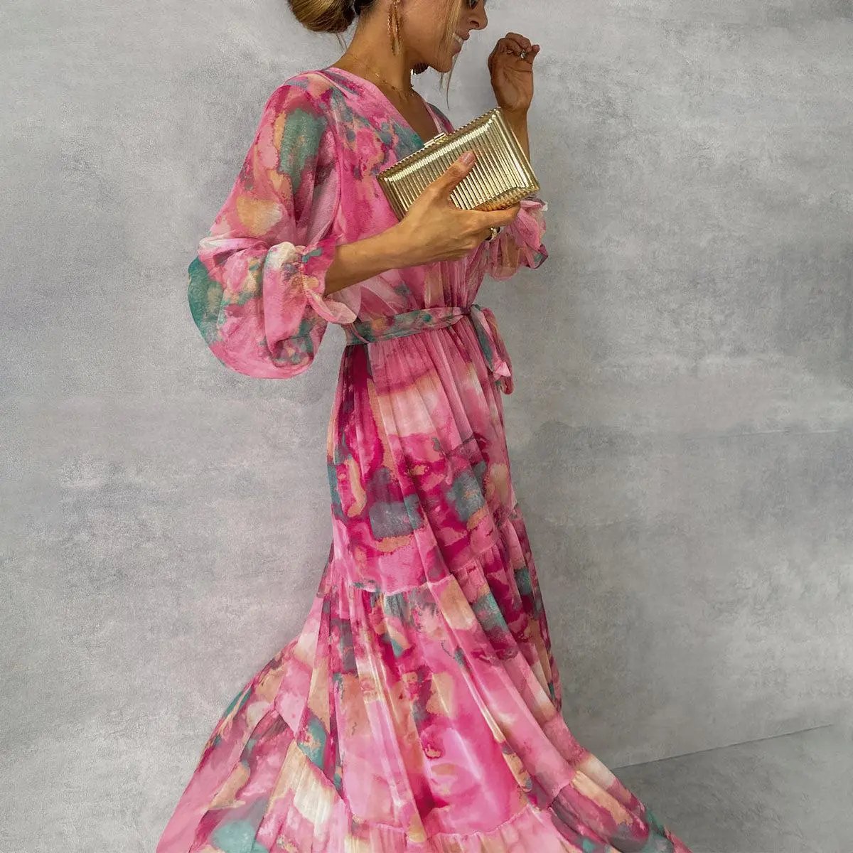 Women's Floral Wrap Dress Lightweight Elegant - Vonnera