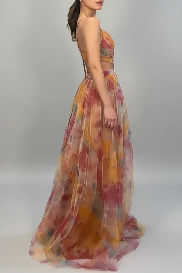 Women's Floral A-Line Maxi Dress