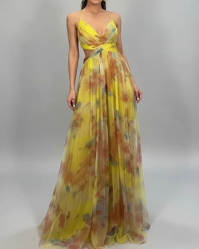 Women's Floral A-Line Maxi Dress