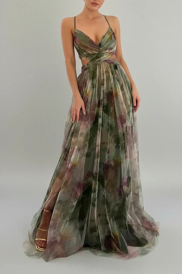Women's Floral A-Line Maxi Dress