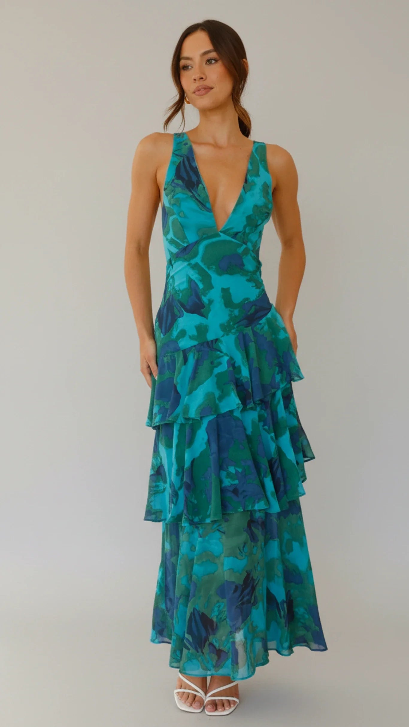 Women's Floral Maxi Sundress V-Neck - Vonnera