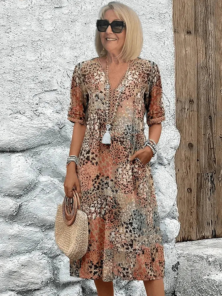 Women's Floral Midi Dress Lightweight Summer - Vonnera