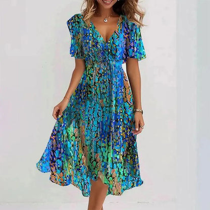 Women's Floral Midi Dress Lightweight Summer - Vonnera