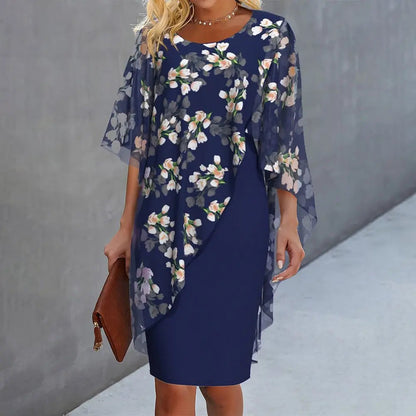 Women's Floral Overlay Dress Elegant Wedding Guest Attire - Vonnera