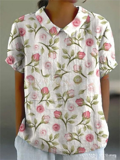 Women's Floral Print Blouse Collared