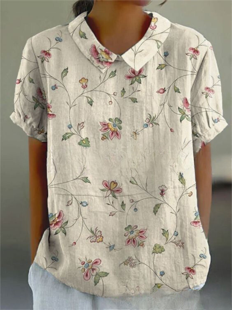 Women's Floral Print Blouse Collared Neckline