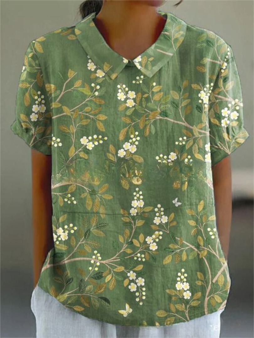 Women's Floral Print Blouse Collared
