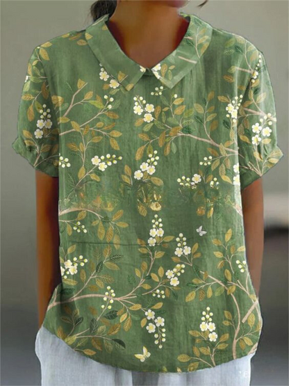 Women's Floral Print Blouse Collared