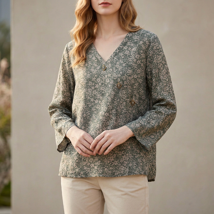 Women's Relaxed Fit Crosswrap V-Neck Blouse