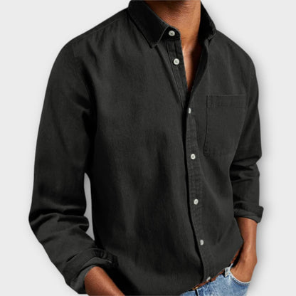 Men's Long-Sleeve Dress Shirt With Chest Pocket