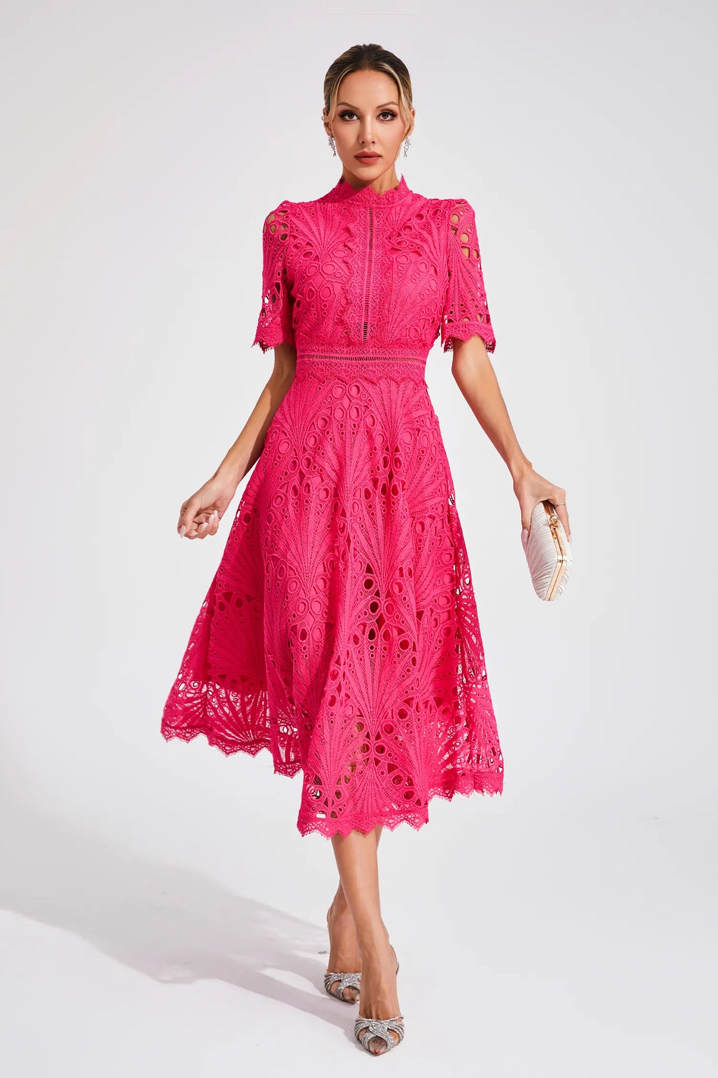 Women's Elegant Lace Midi Dress