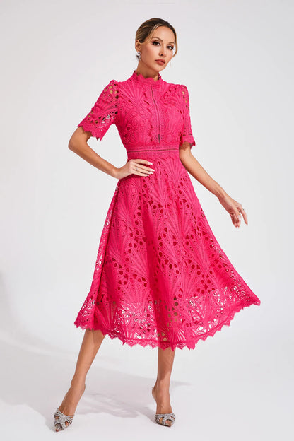 Women's Elegant Lace Midi Dress