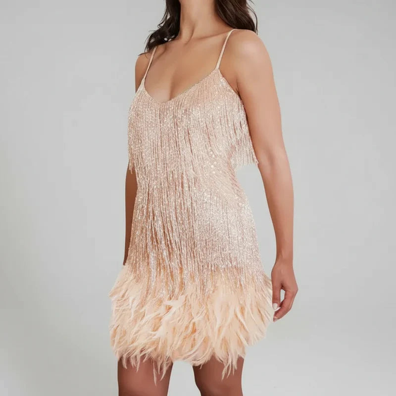 Women's Fringe Mini Bodycon Dress