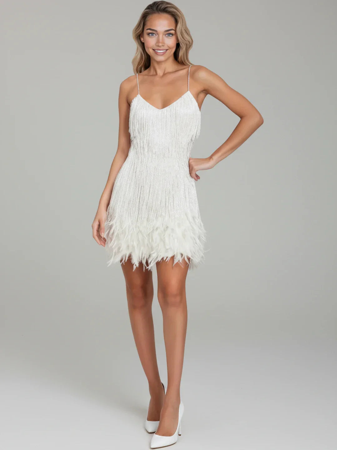Women's Fringe Mini Cocktail Dress - Vonnera
