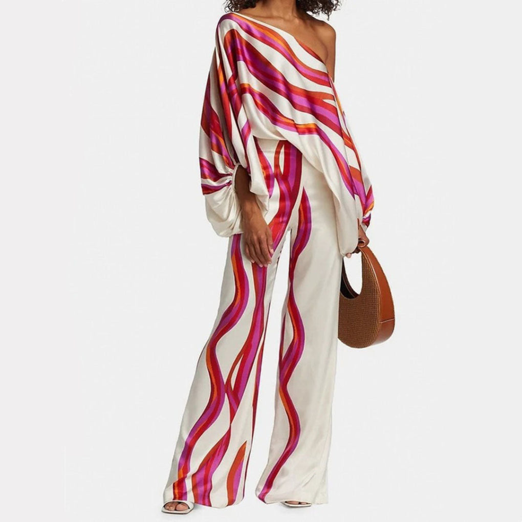 Women's Off Shoulder Satin 2 Piece Set - Vonnera