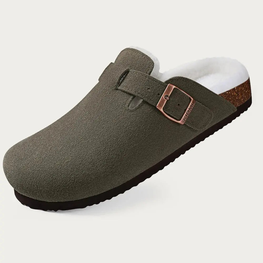Women's Suede Clogs Fur Lined Adjustable Comfort - Vonnera