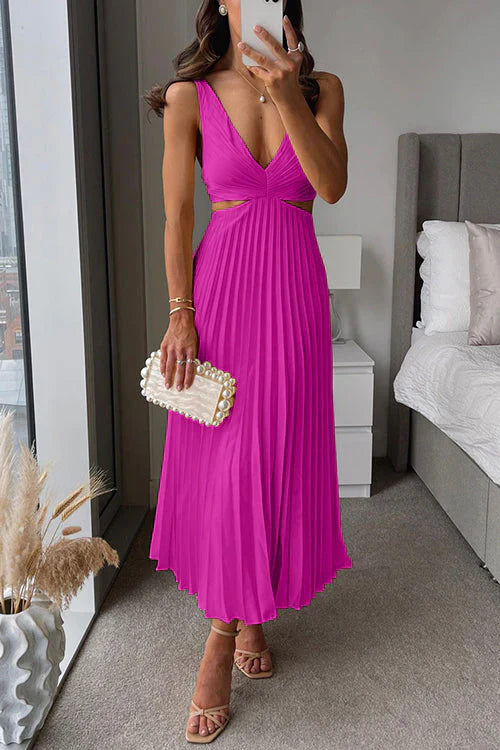 Women's Pleated Maxi Dress Flowy