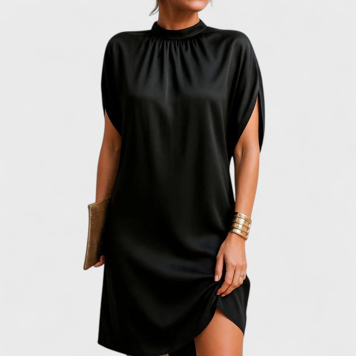 Women's Mock Neck Mini Split Sleeve Dress - Vonnera