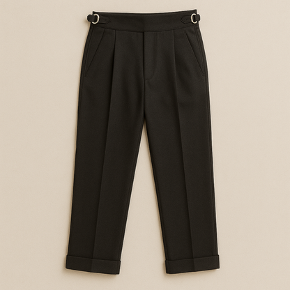 Hensley Men's High Waist Wool Blend Pleated Pants