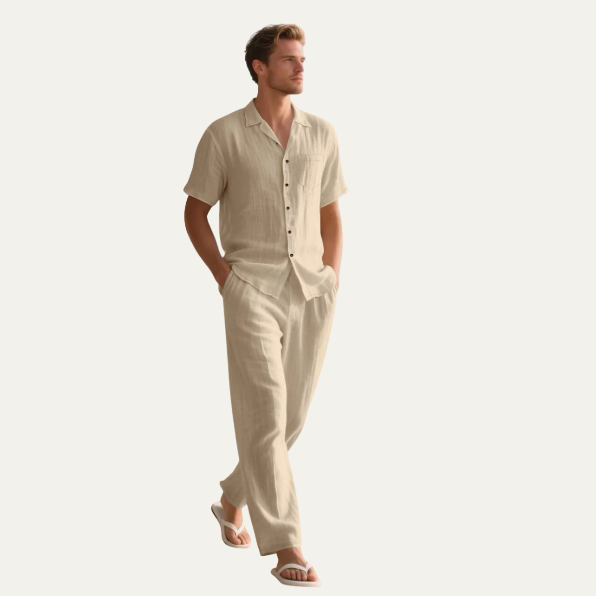 Mens Linen Summer Shirt And Pants Set