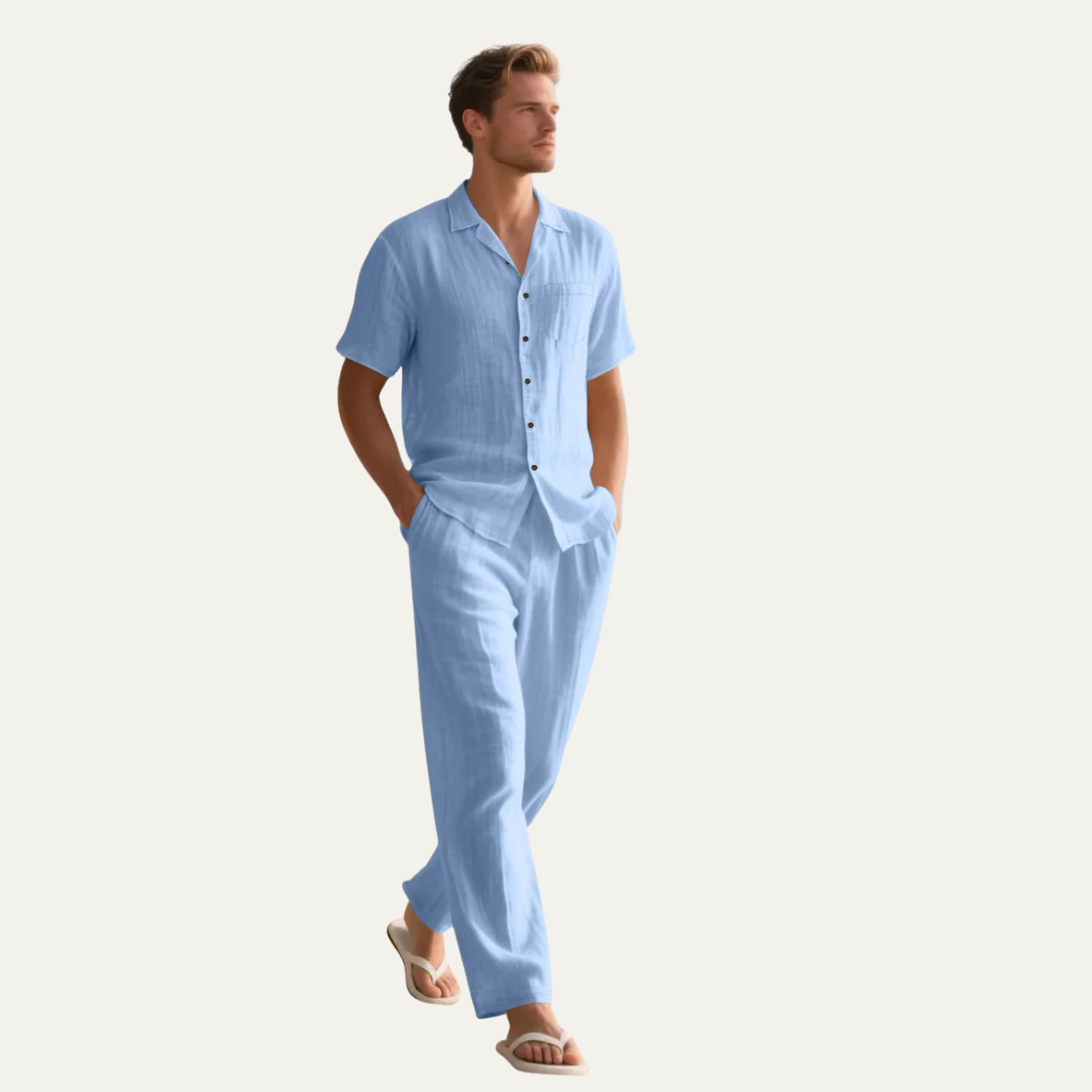 Mens Linen Summer Shirt And Pants Set