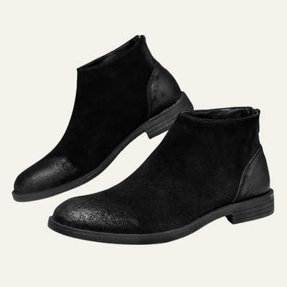 Men's Leather Suede Chelsea Boots Zipper Brown - Vonnera