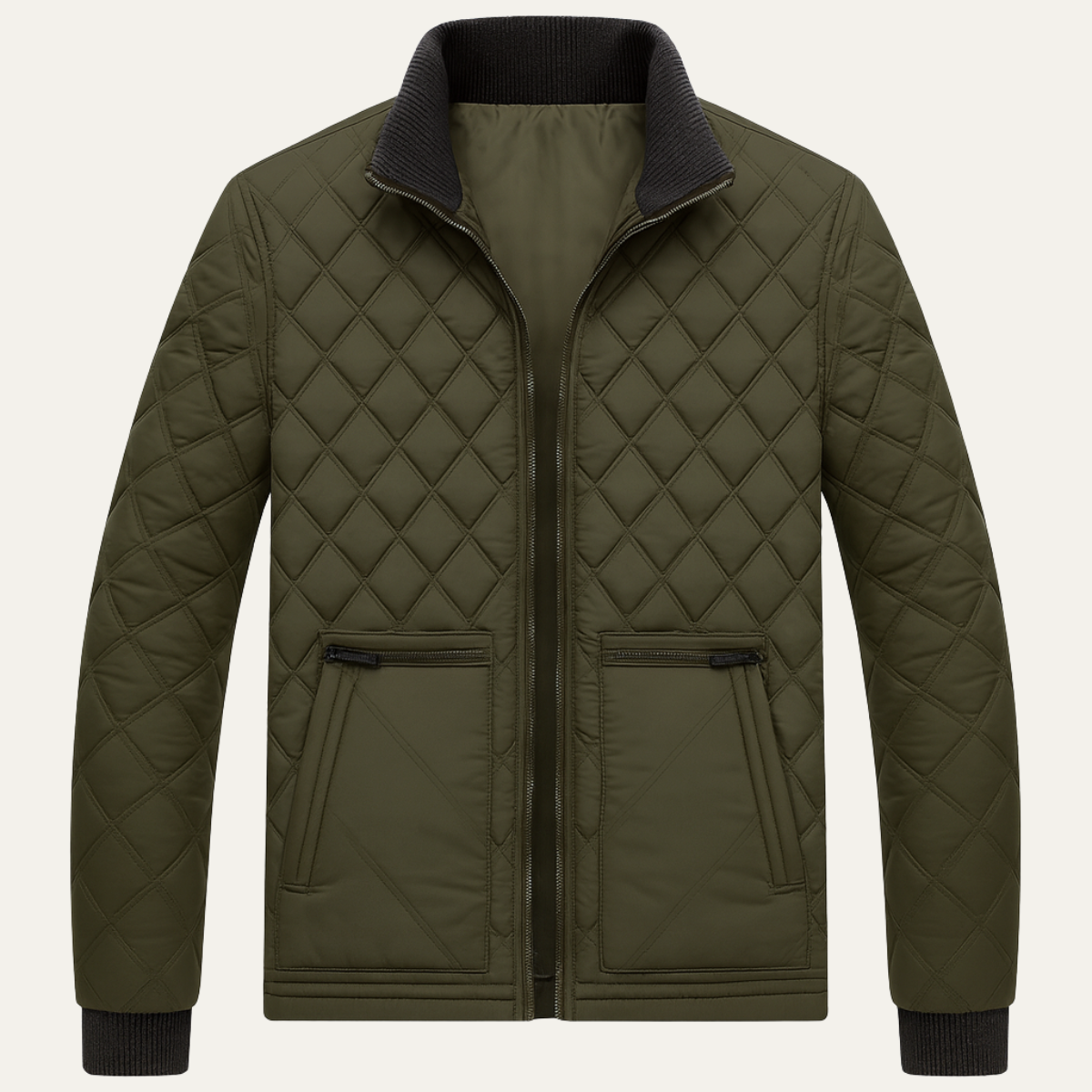 Men's Quilted Puffer Jacket Diamond Pattern - Vonnera