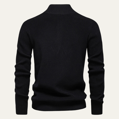 Men's Casual Mock Neck Knit Sweater Button Collar