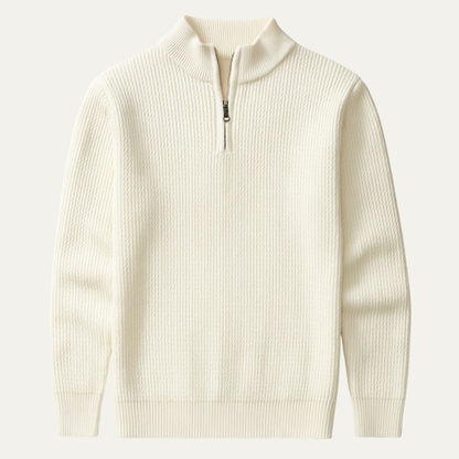 Men's Knitted Half Zip Sweater Ribbed Stand Collar - Vonnera
