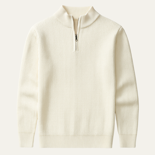 Men's Knitted Half Zip Sweater Ribbed Stand Collar - Vonnera