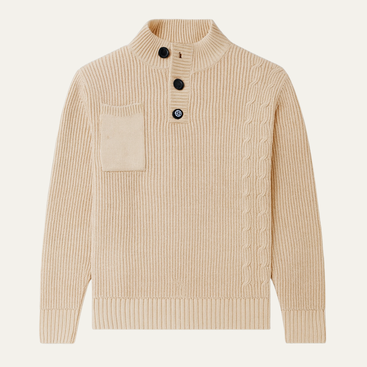 Men's Knitted Sweater Stand Collar Buttons - Vonnera