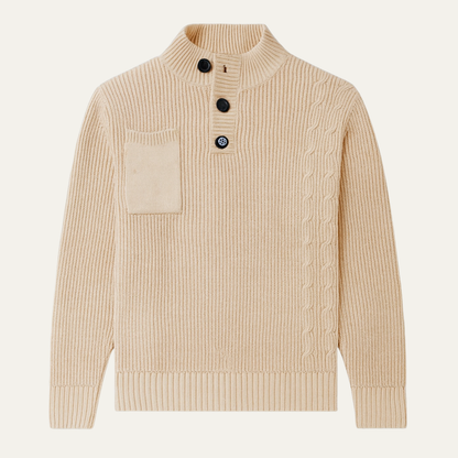 Men's Knitted Sweater Stand Collar Buttons - Vonnera