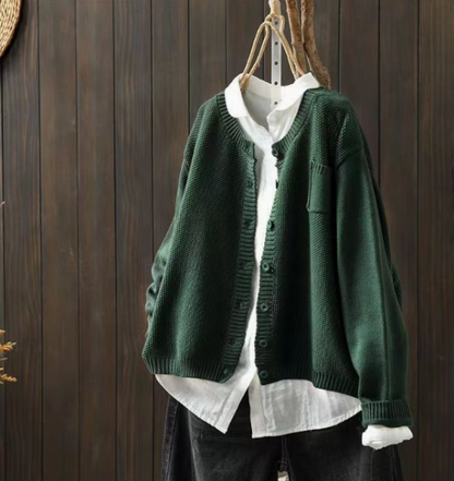 Women's Long Sleeve Cardigan Ribbed Trim