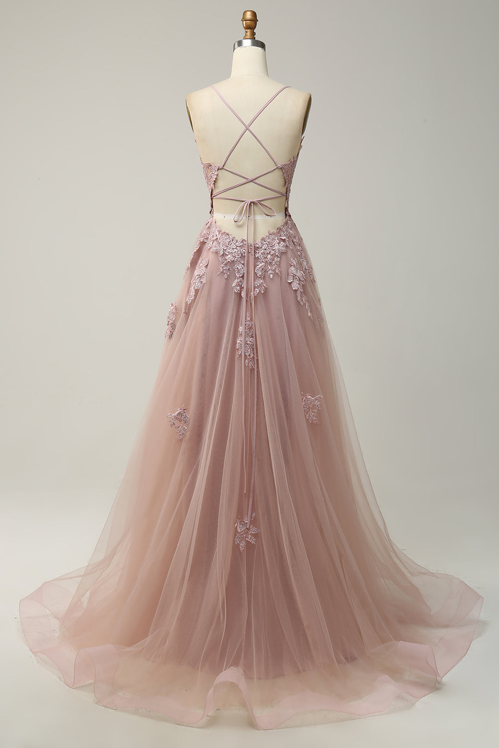 Women's A-Line Ball Gown Spaghetti Straps Lace Detail