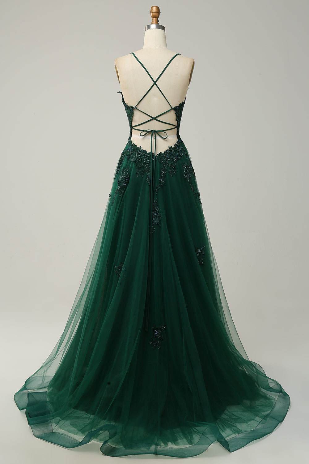 Women's A-Line Ball Gown Spaghetti Straps Lace Detail