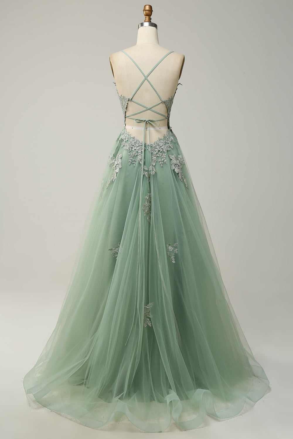 Women's A-Line Ball Gown Spaghetti Straps Lace Detail