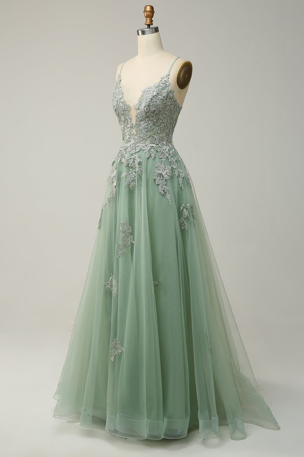 Women's A-Line Ball Gown Spaghetti Straps Lace Detail