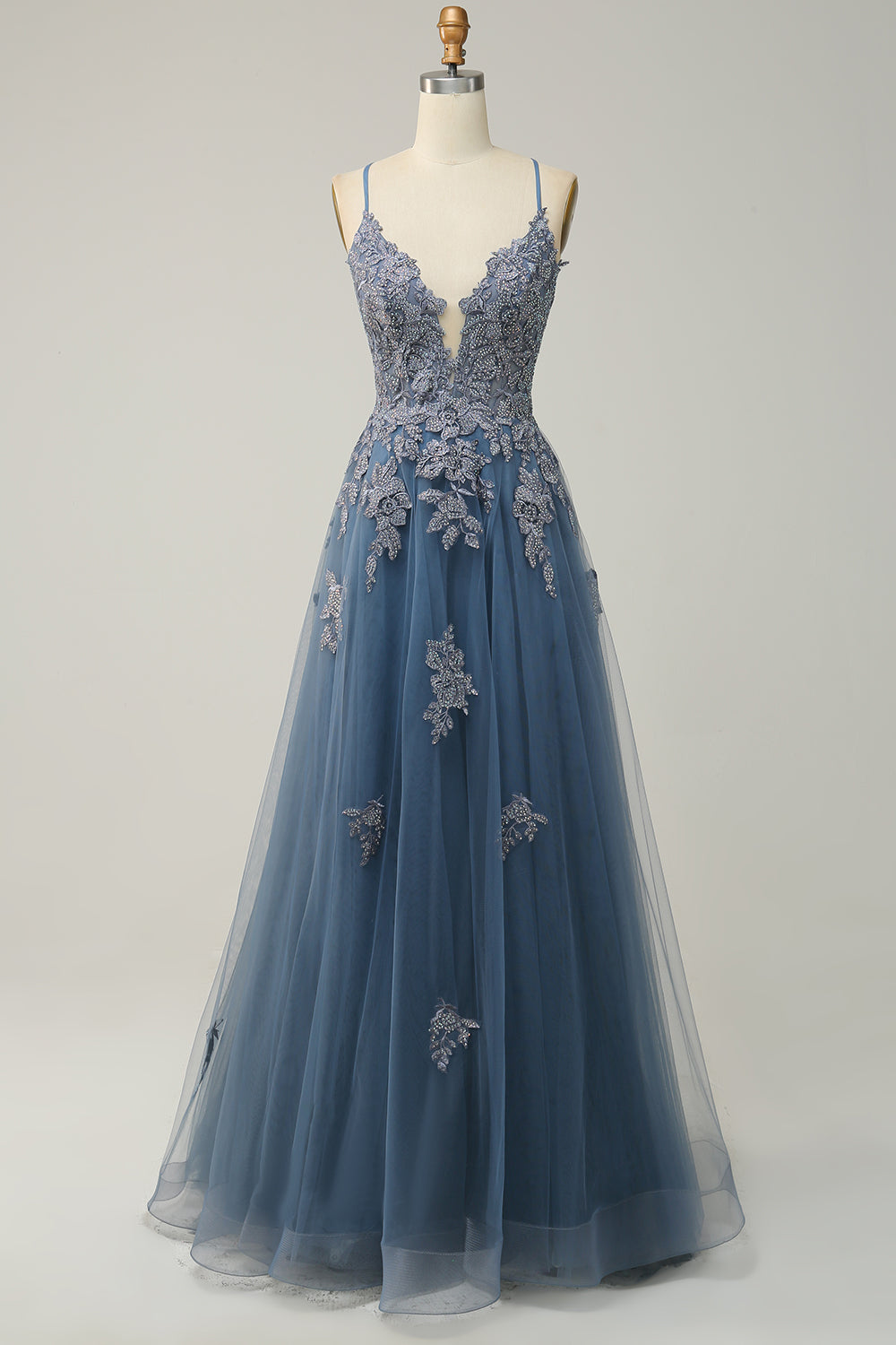 Women's A-Line Ball Gown Spaghetti Straps Lace Detail