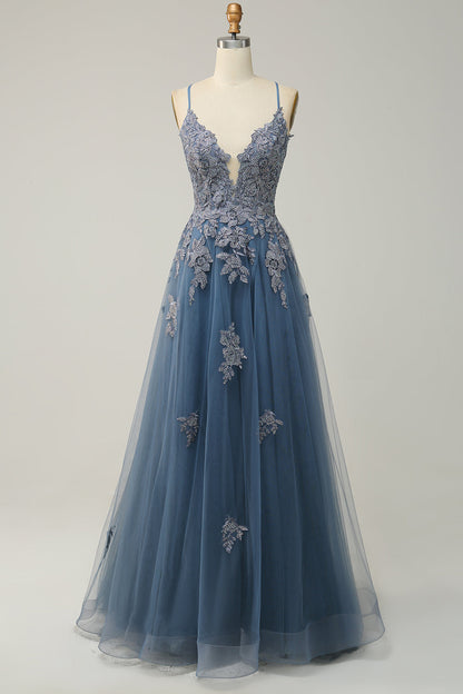 Women's A-Line Ball Gown Spaghetti Straps Lace Detail
