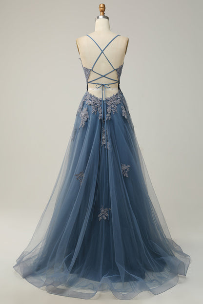 Women's A-Line Ball Gown Spaghetti Straps Lace Detail
