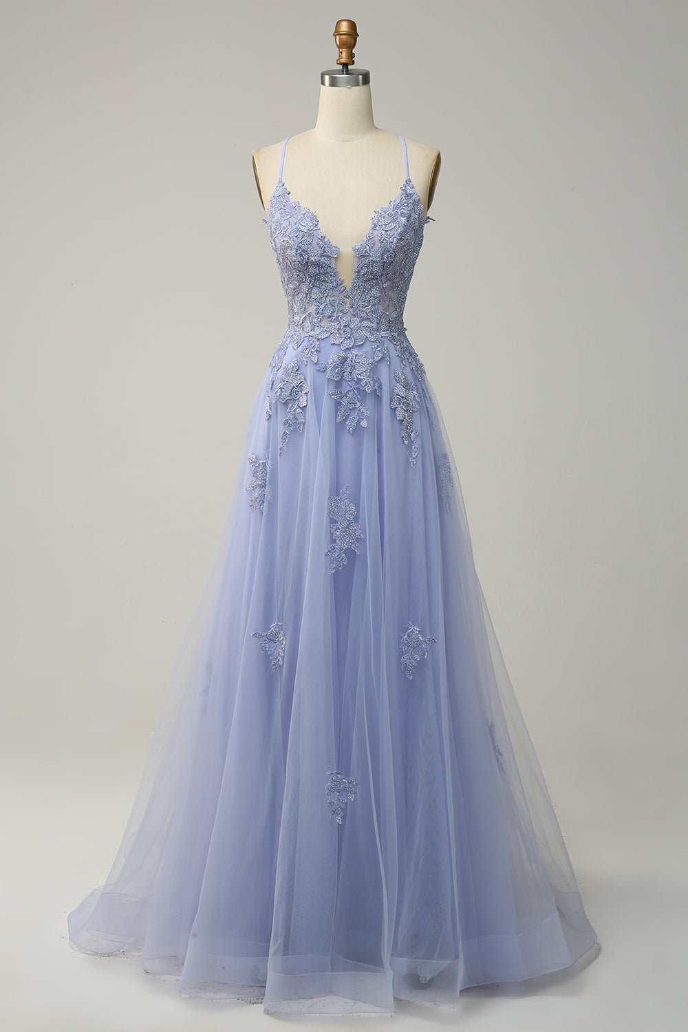 Women's A-Line Ball Gown Spaghetti Straps Lace Detail