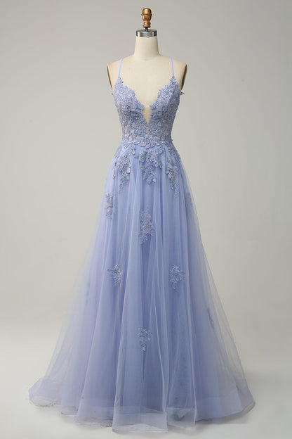 Women's A-Line Ball Gown Spaghetti Straps Lace Detail