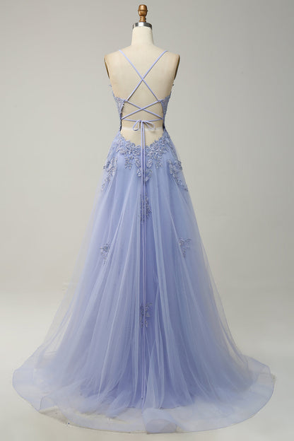 Women's A-Line Ball Gown Spaghetti Straps Lace Detail