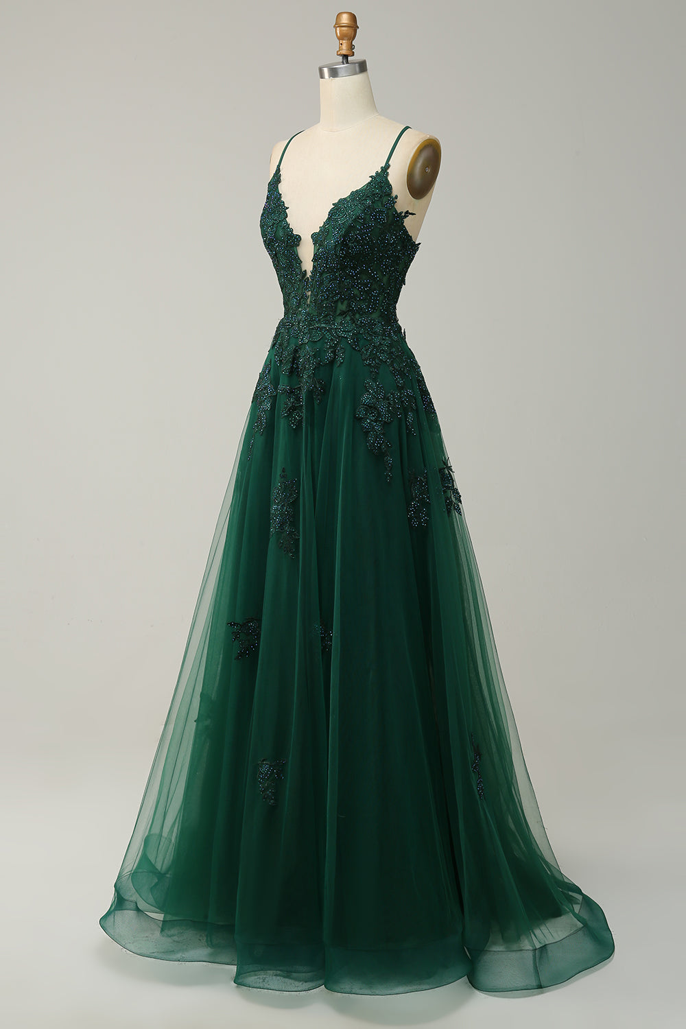 Women's A-Line Ball Gown Spaghetti Straps Lace Detail