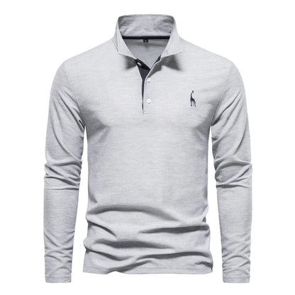 Men's Long Sleeve Polo Jumper Classic Collar Cotton